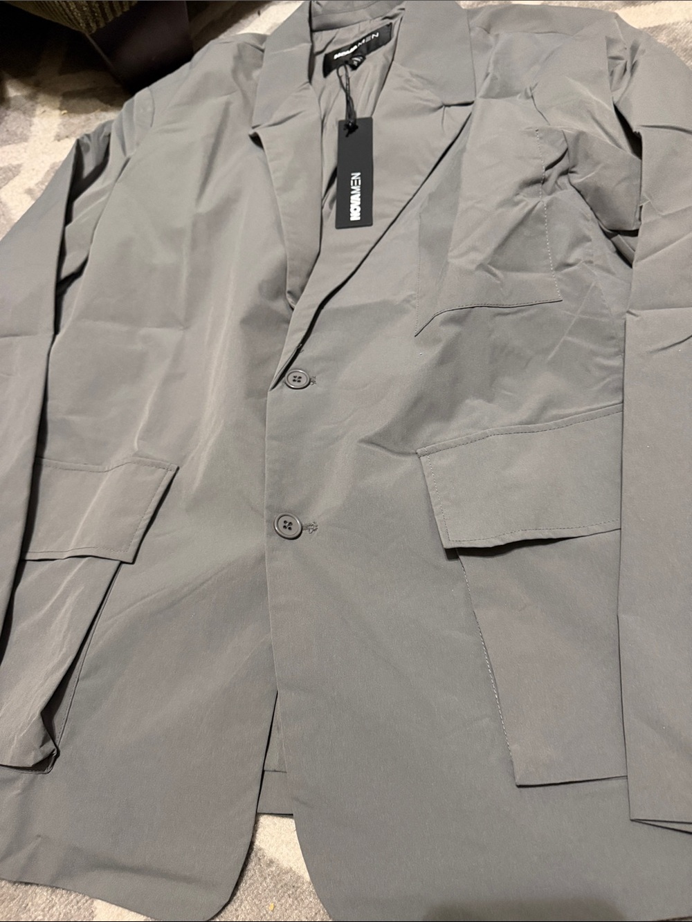 Mens 46R gray cargo pocket sports blazer / New